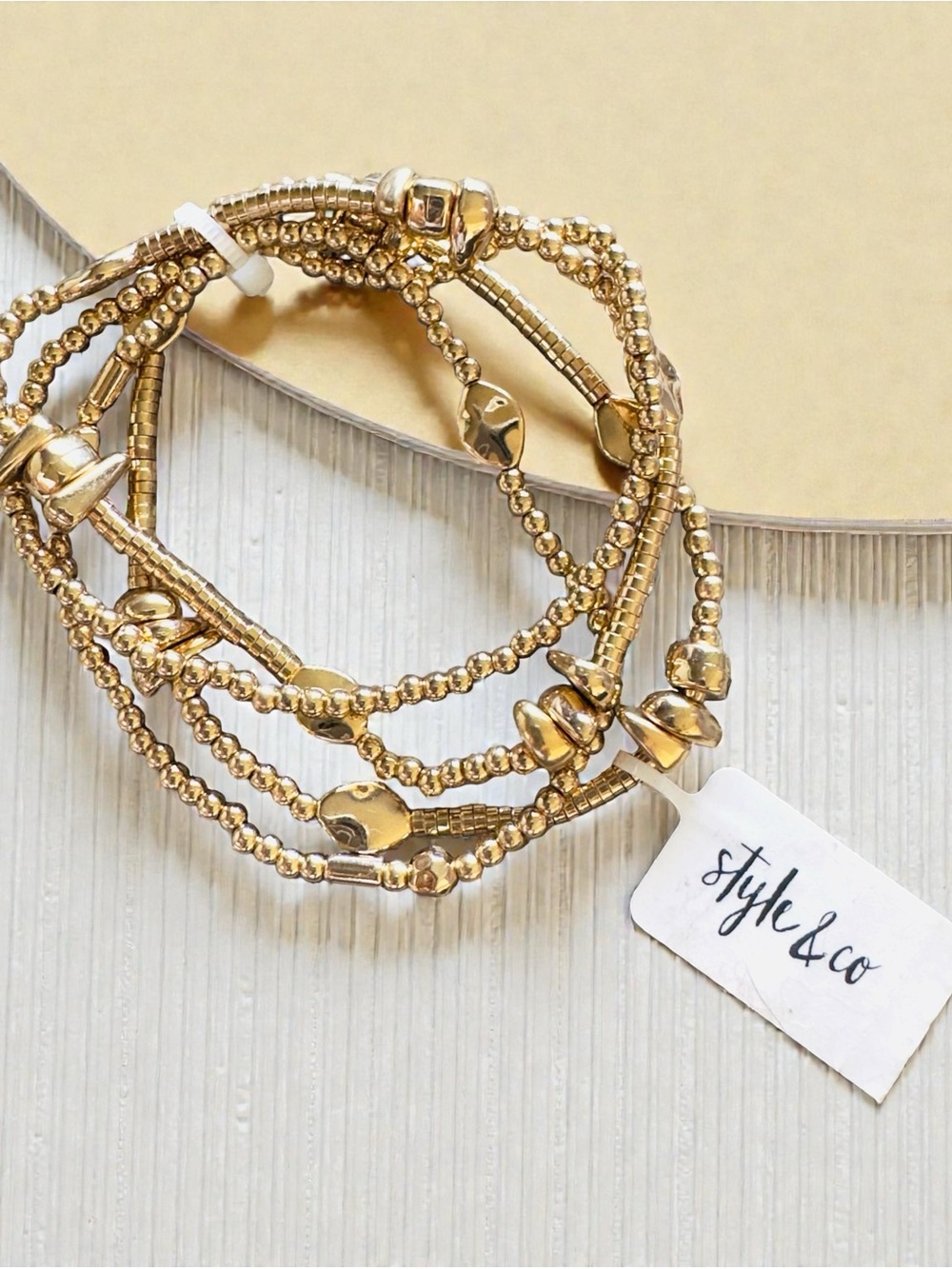 New Style & Co Beaded Gold Bracelet